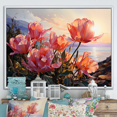 Tulipes au coucher du soleil - Tulipes, art mural