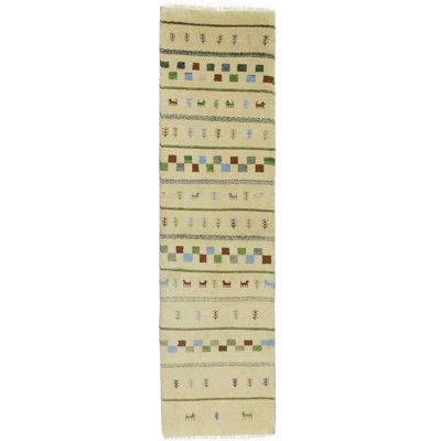 Tapis crème en laine noué à la main