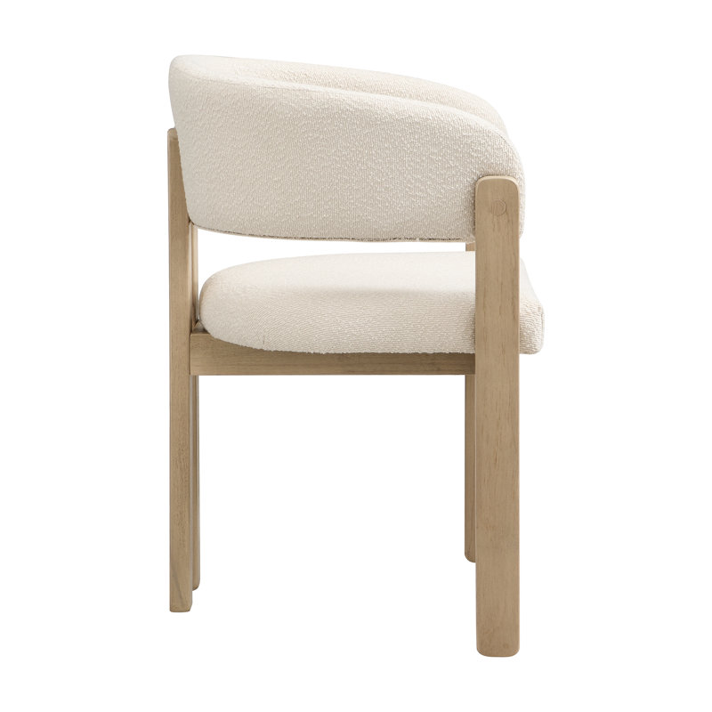 Boucle Upholstered Armchair in Beige, 4