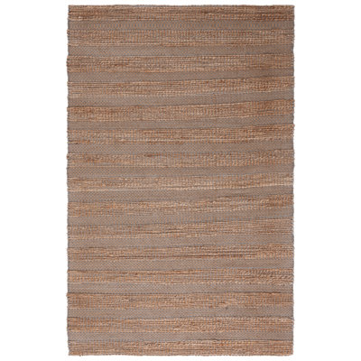 Ifigeneia Natural Fiber Flat Weave Jute/Cotton Geometric Rug in Gray/Natural