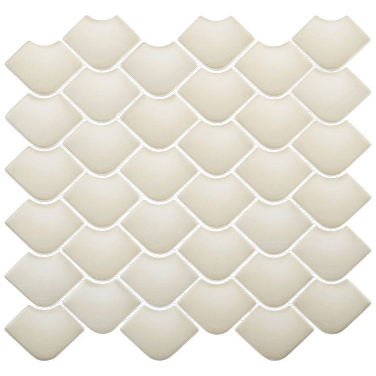 Scala Nami 2-in. x 3-in. Fish Scale Upcycled Satin Glass Floor & Wall Mosaic Tile