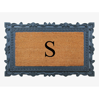 A1HC First Impression Carson Rubber and Coir Doormat Monogrammed Mat 24" X 36"