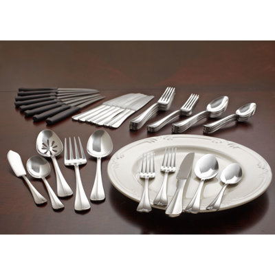 Pfaltzgraff Everyday Simplicity 53-Piece Stainless Steel Flatware Set, Service for 8