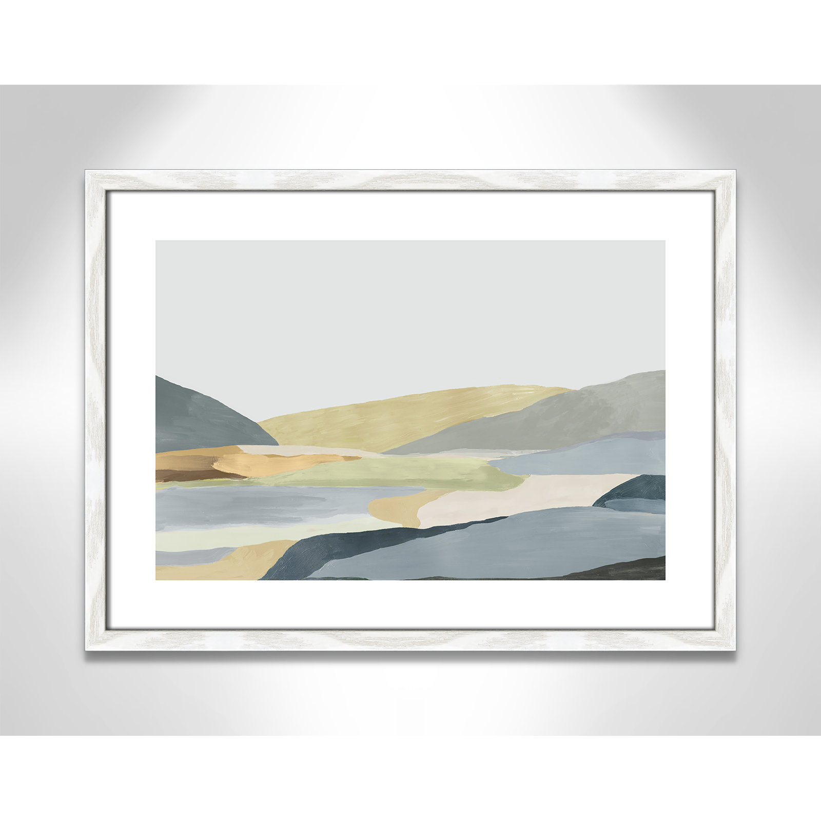 Blair "Warm Hills II" Painting, 17" H x 23" W x 0.75" D, White Framed Paper