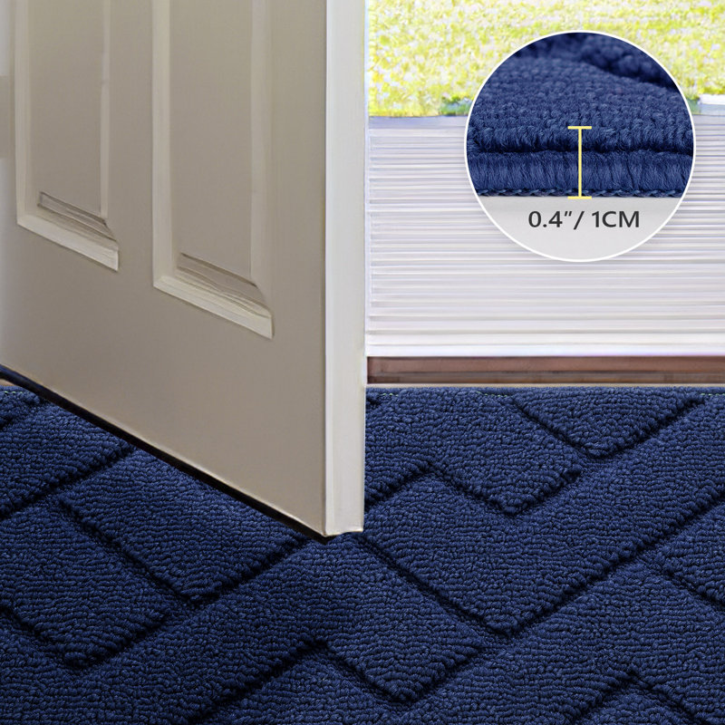 Dirt Trapper Non Slip Backing Washable Door Mat, 35*24, navy blue