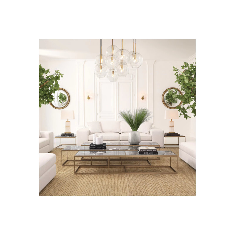 La Quinta End Table, Brass, Gray