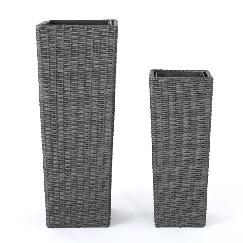 Rattan Flower Pot, Gray