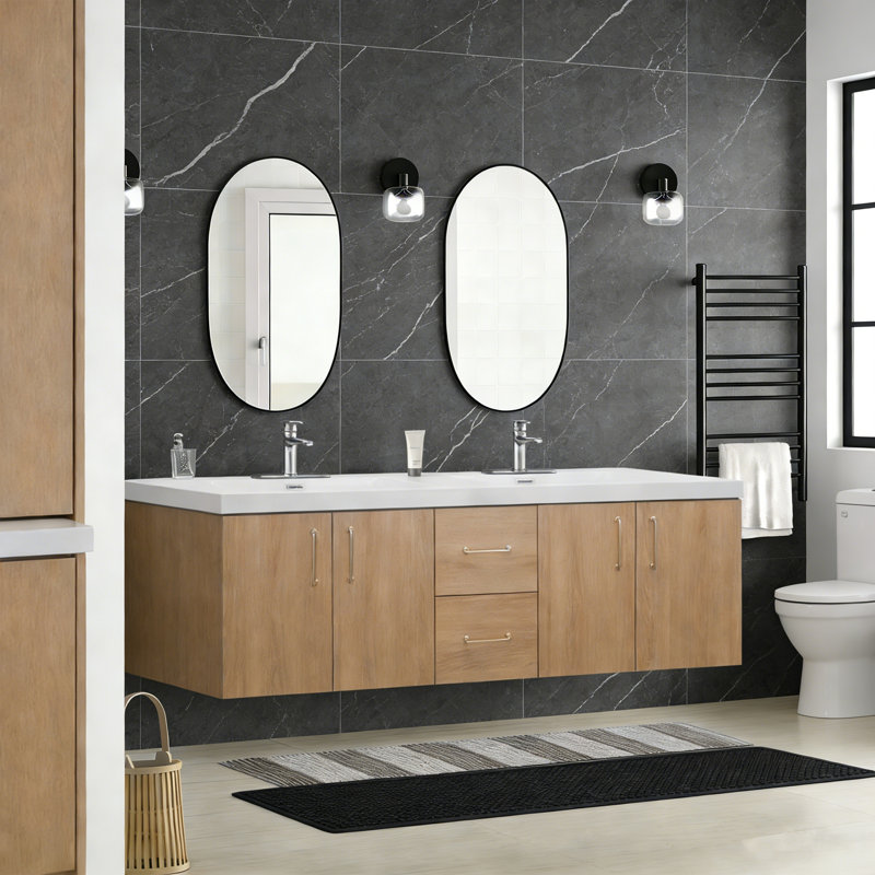 Meuble-lavabo moderne avec lavabo, 60"