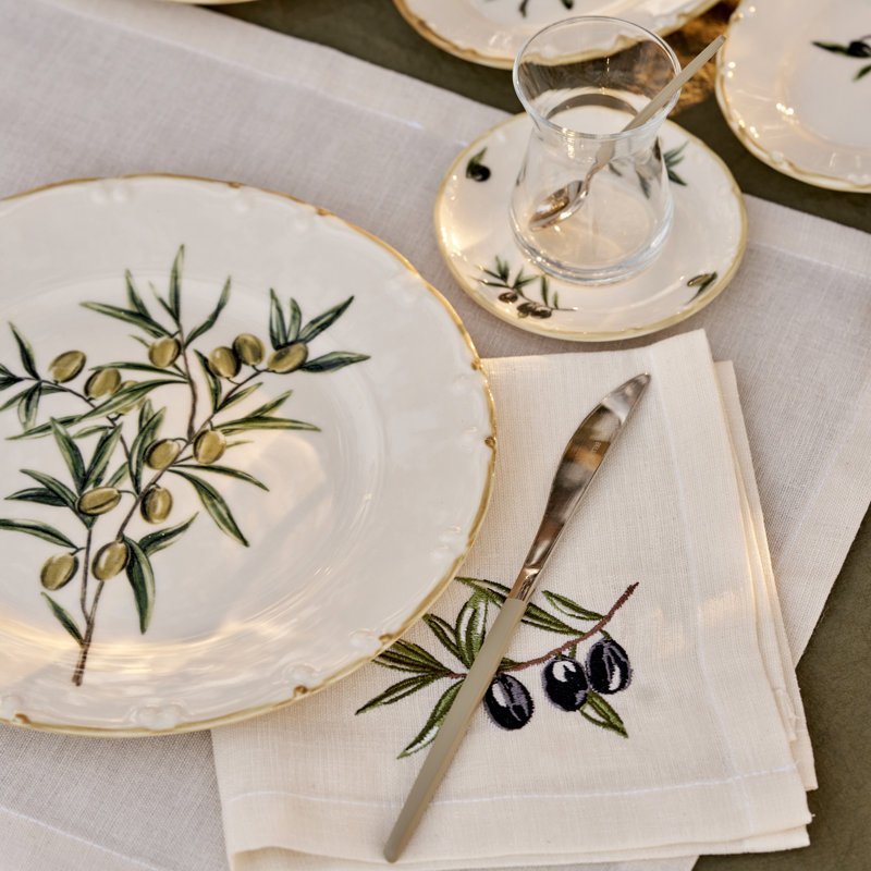 Olive Tea Glass Set With Saucers (6-Piece)