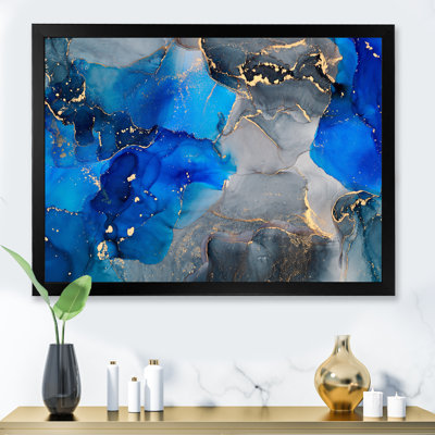 " Blue And Black Luxury Abstract Fluid Art "