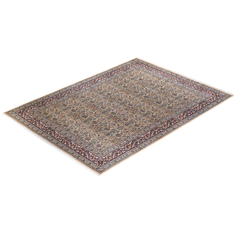 Ivory Hand-Knotted Wool Traditional 9' x 12' Area Rug