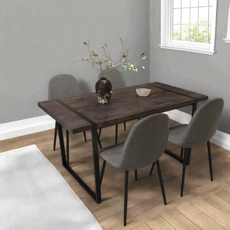 Ensemble de table de salle à manger moderne 5 pièces, en bois aggloméré noir et en métal pour la cuisine