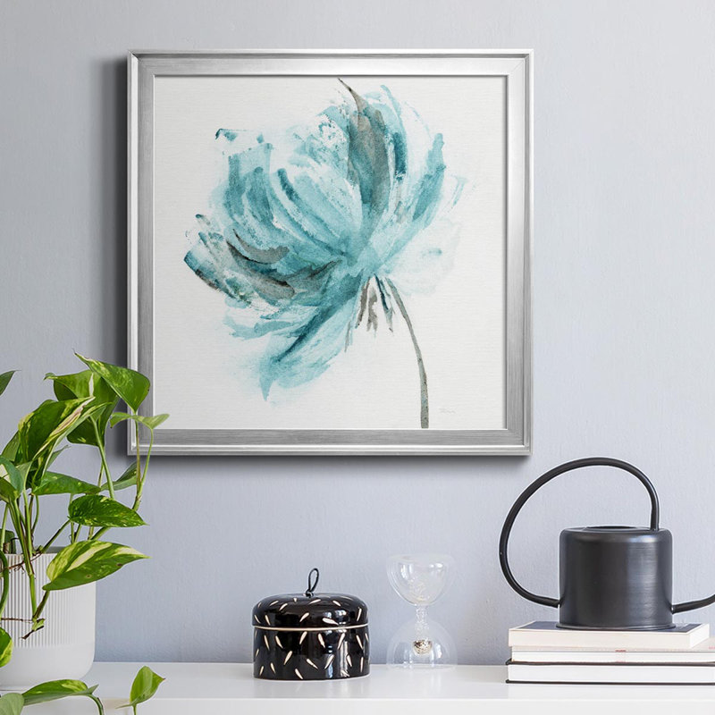 «Blue Dance II», peinture sur toile encadrée, Cadre argenté, H 22,5 po x l 22,5 po x P 1,5 po