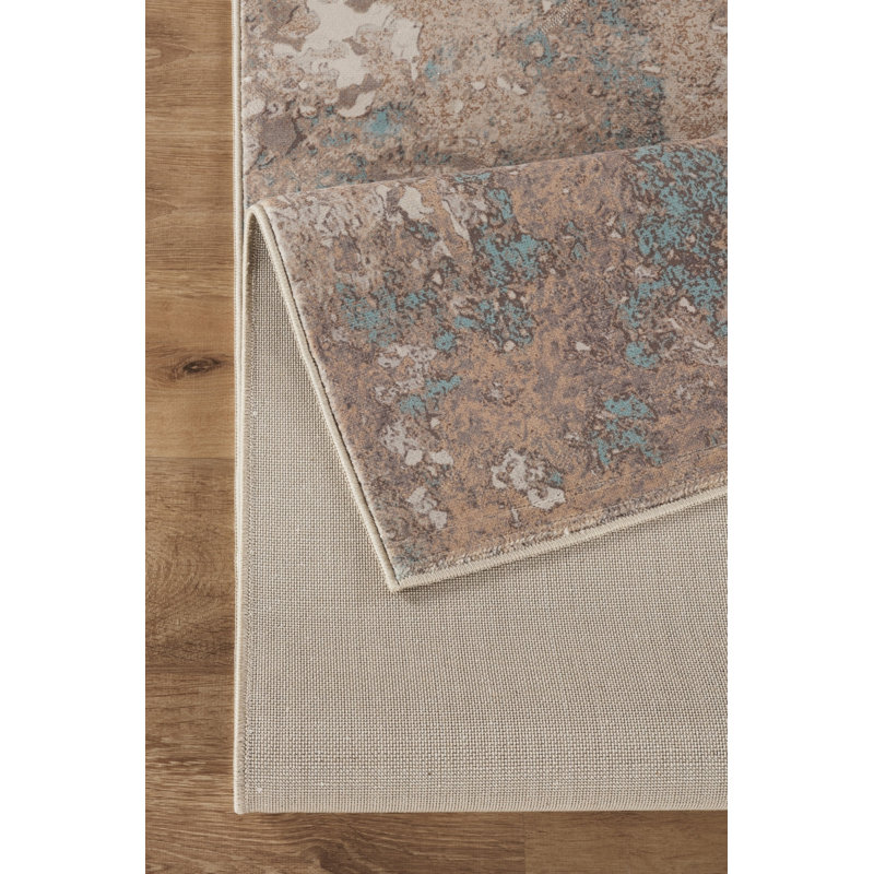 Edgin Abstract Limestone Turquoise Area Rug, 7'10"x10'6"