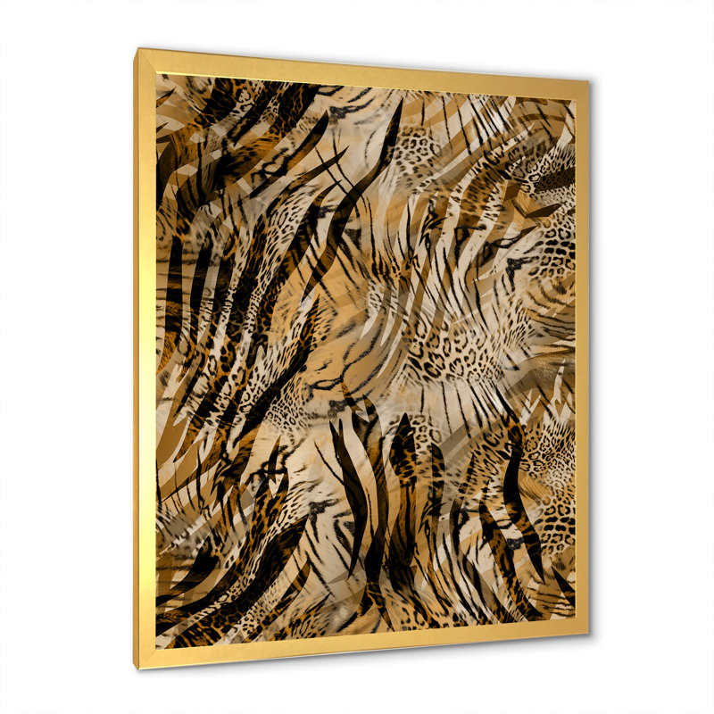 Léopard et tigre IV - Impression sur toile, Toile avec cadre photo doré, H 40 po x l 30 po x P 1,5 po