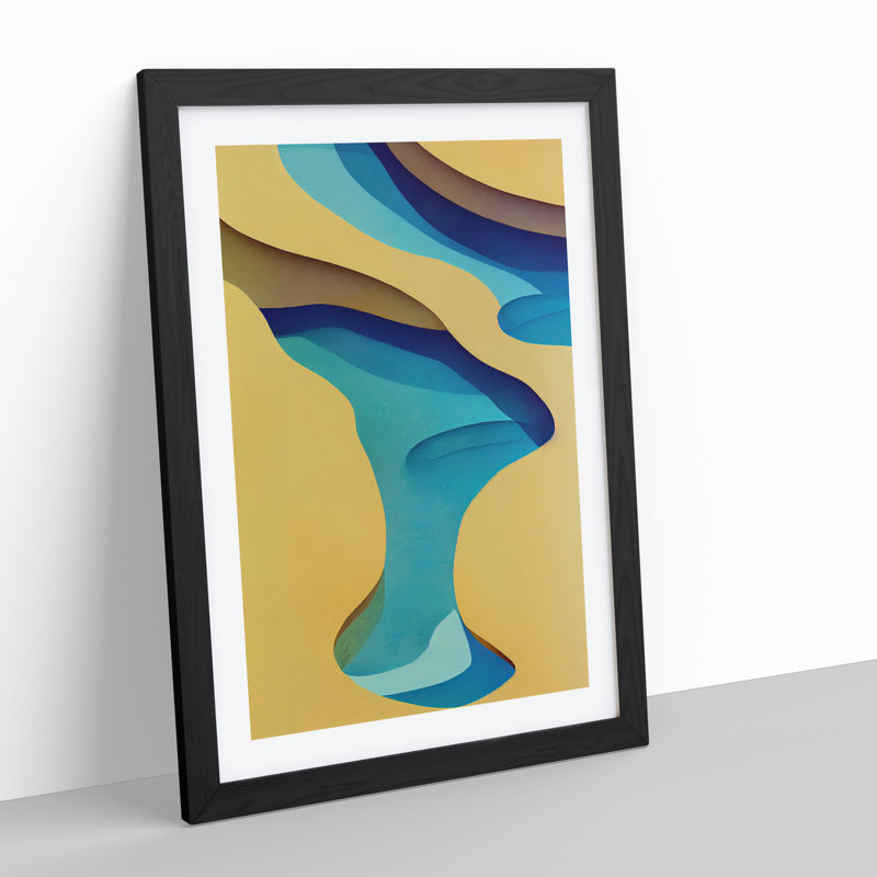 Beach Abstract No.2 - Wall Art, Black Framed, 64cm H x 46cm W x 2cm D, White