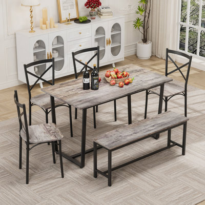 6 Pieces Dining Set 6-Piece Kitchen Table Set Perfect For Kitchen, Breakfast Nook, Living Room Occasions