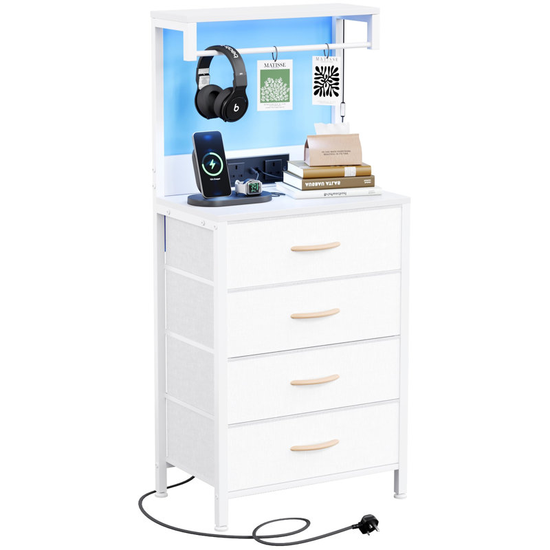 38.5cm W Metal Bedside Table