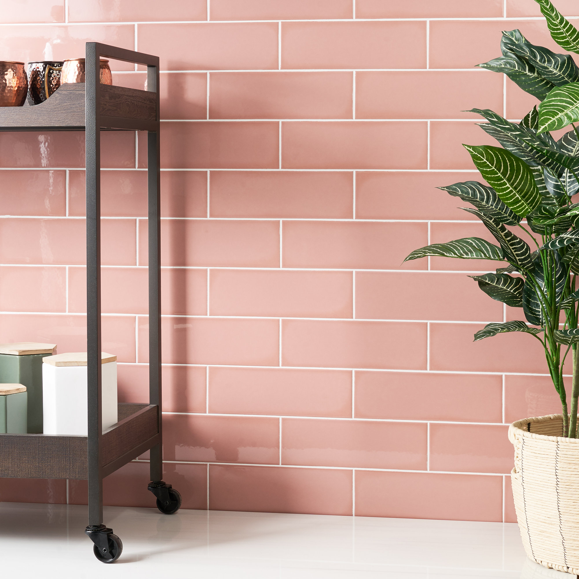 Remington 3.93 in. x 11.81 in. Polished Porcelain Subway Wall Tile (13.55 Sq. Ft. / Case), Pink