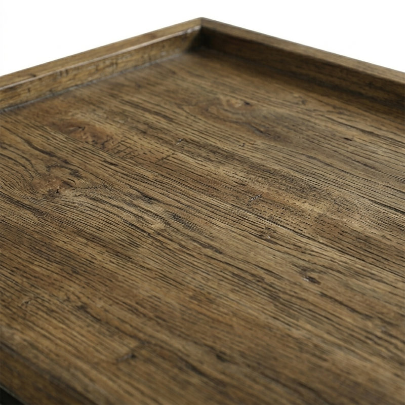 Mera Table de bout carrée en chêne massif vieilli de taille moyenne avec base en X et plateau amovible