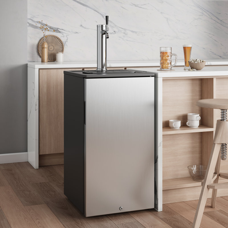 EdgeStar 3.2 Cubic Feet Silver Single Tap 5 Gal Keg Freestanding Kegerator with Door Lock and Adjustable Temperature