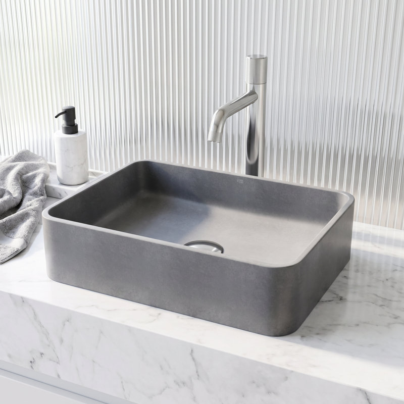 Lavabo vasque rectangulaire fait à la main gris L 16 po x l 12 po x H 4 po Segovia