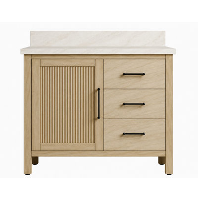 Kellian l 36 po x P 21 po Meuble-lavabo en chêne et comptoir en pierre reconstituée avec simple comptoir
