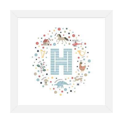 Lettre illustrée H bleue - impression