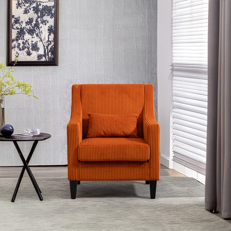 Fauteuil de 26,7 po de largeur, Velours côtelé orange