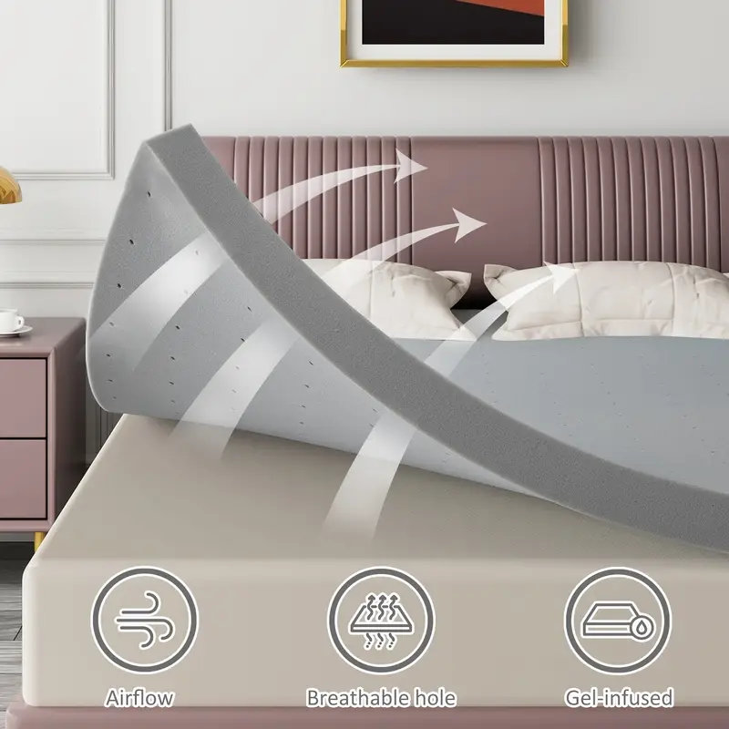 Surmatelas en mousse ferme à haute densité de 2 po / 3 po pour un soutien du dos supérieur et un soulagement de la pression, certifié Certipur-US