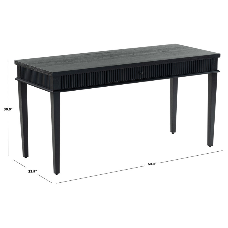 Shelbie 1 Drawer Reeded Desk, Black