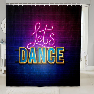 Urban Groove Kids Shower Curtain - Retro Hip-Hop Brick Wall Design, Modern Fashion Sports Theme, Waterproof, 12 Hooks