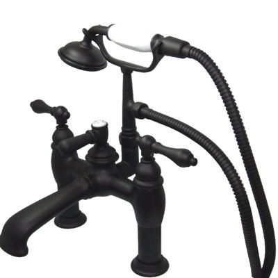 Robinet de baignoire sur pattes à 3 poignées et 2 poignées à fixation sur le comptoir avec douche à main Kingston