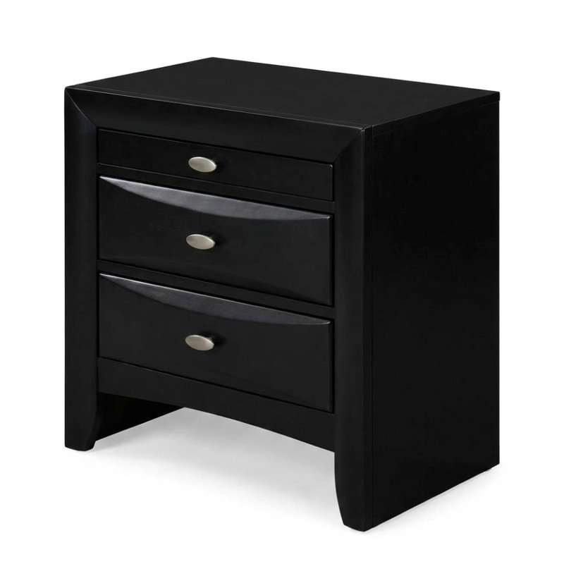 Mackenzie Black 3 Drawers 25.5In. W Nightstand, Black