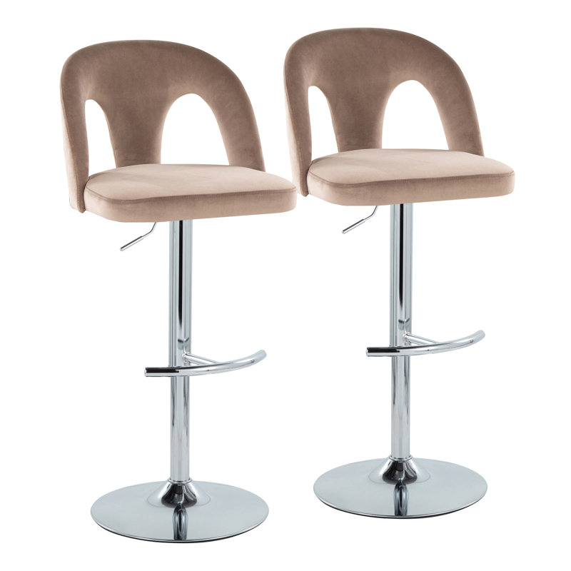 Tabouret de bar réglable, Chrome chrome, Taupe