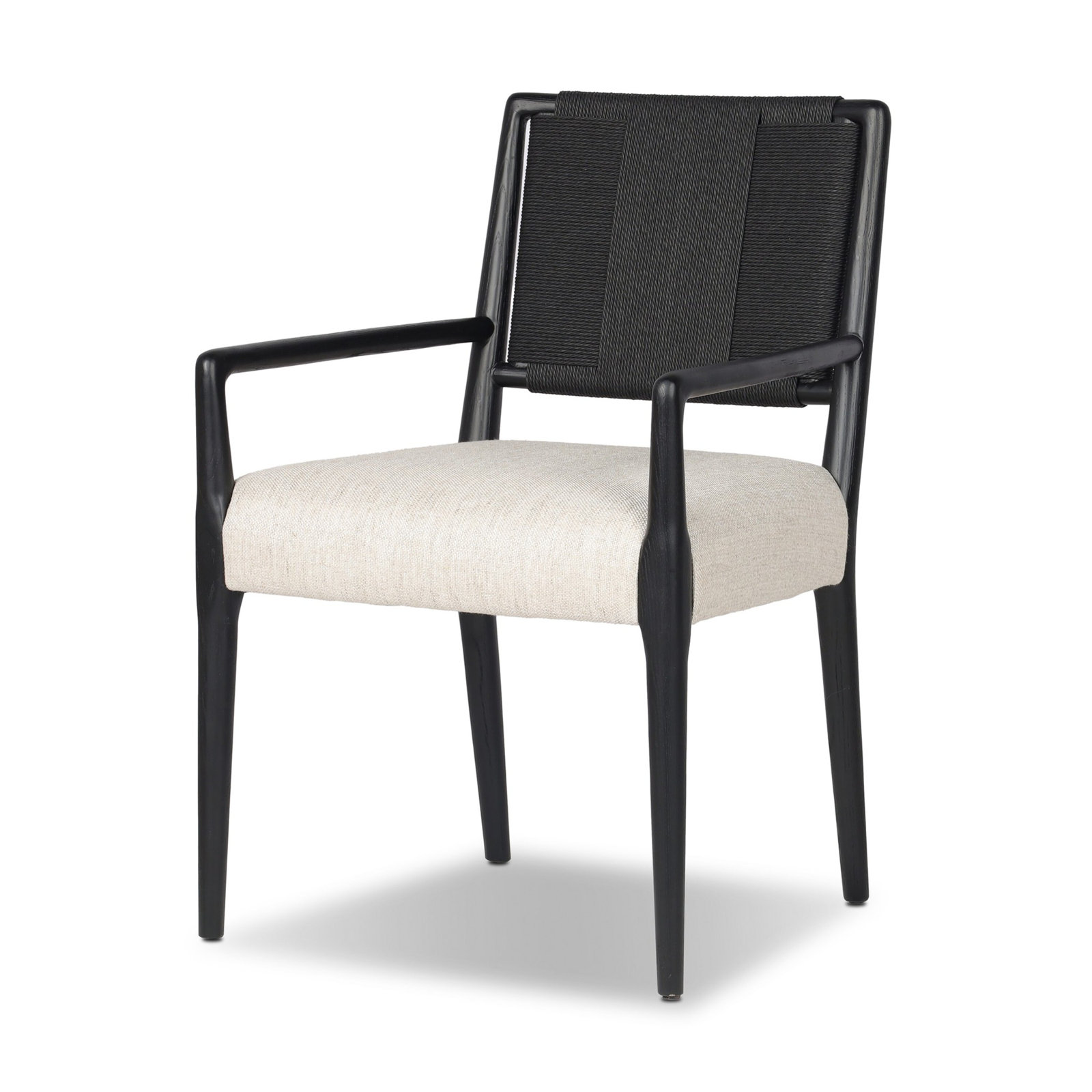 Betha Polyester Blend Armchair Dining Chair, Black Brushed Ash, Essence Natural