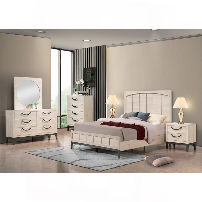 Lit de grand lit contemporain 1pc Beige