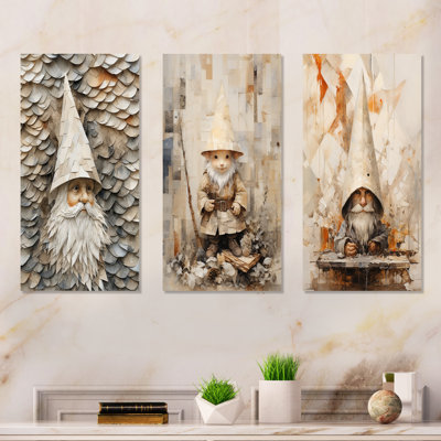 Fantaisie, fée, nains, ensemble de 4 reproductions d'art sur toile gnome