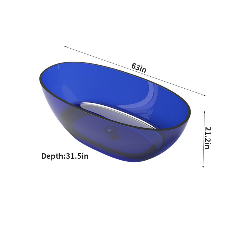 Modern Creative Clear Resin Bathtub W H, Blue