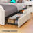  Karlton Platform Bed with Fabric Upholstered Headboard 4 Storage Drawers LED Tall Platform Bed Frame-540362563-540362429