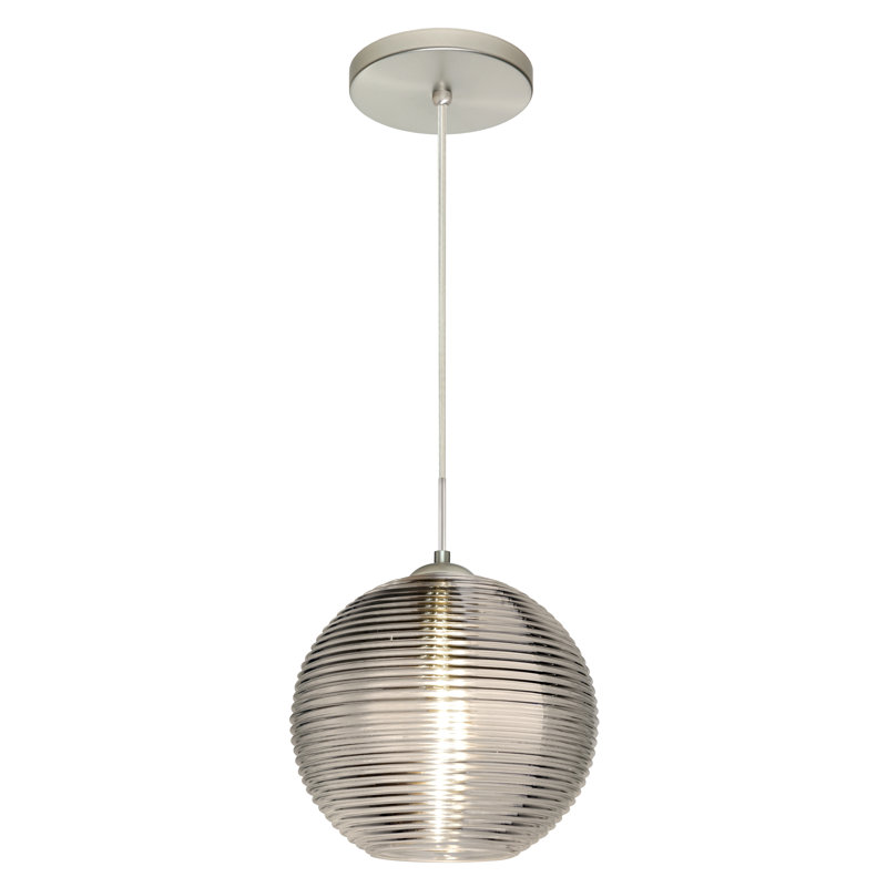 Luminaire sphère suspendu 1 lumières simple Kristall, Non, Fumée, Nickel satiné