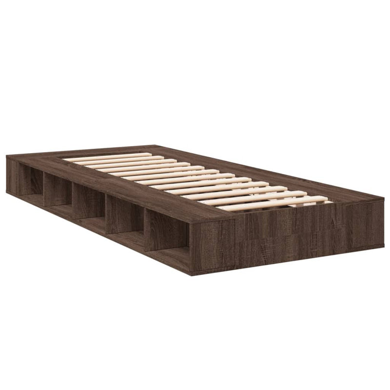 Vidaxl Bed Frame Engineered Wood, 100 x 200cm, Brown Oak