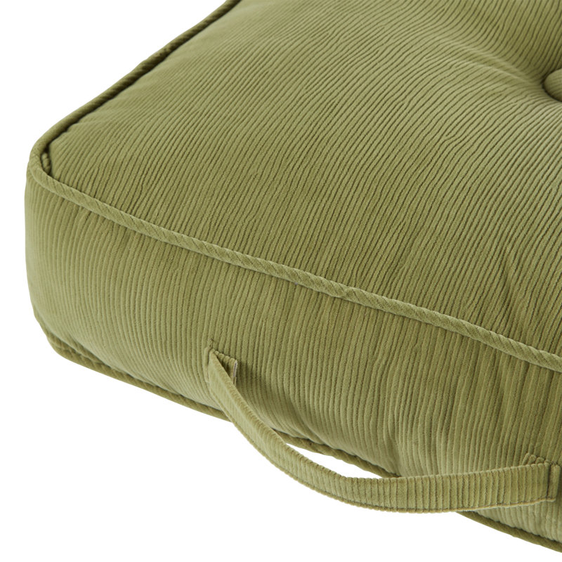 Coussin en microfibre de velours côtelé , Olive