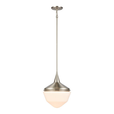 Mini-luminaire suspendu 1 lumière Mid-Century School 12 po - nickel satiné