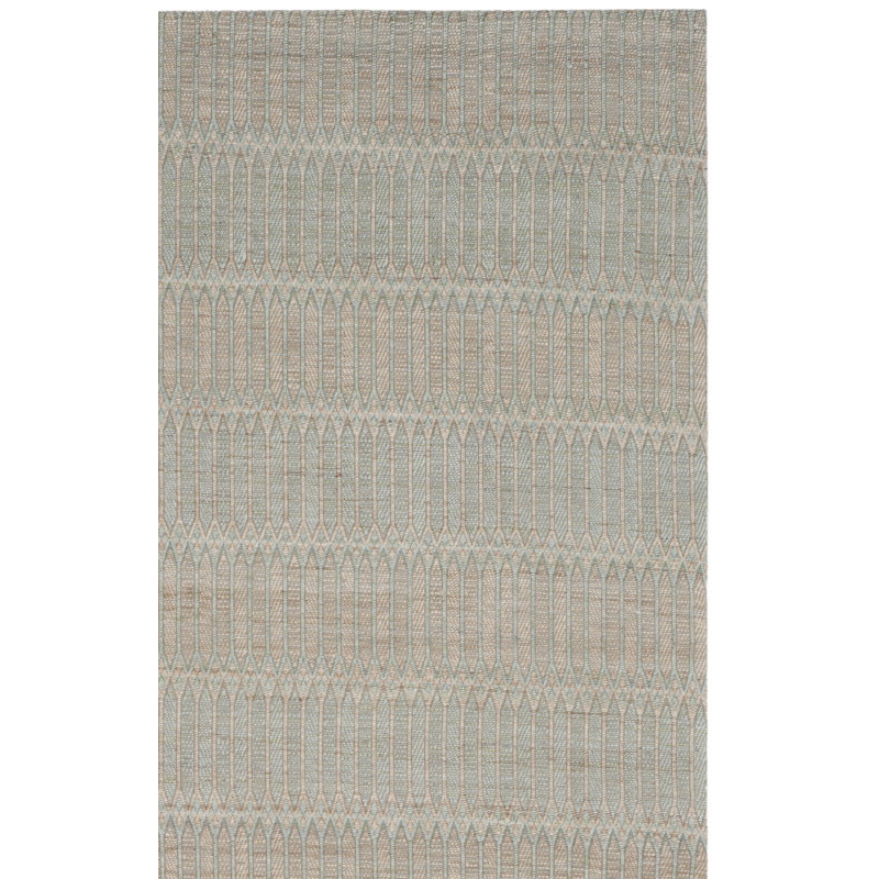 Ayat Geometric Hand-Woven Flatweave Blue/Gold Area Rug, Rectangle 5' x 8'