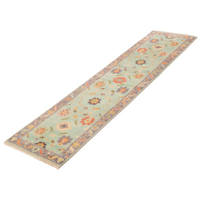 Modern Oushak Cyan Rug 2'6" x 10'2"