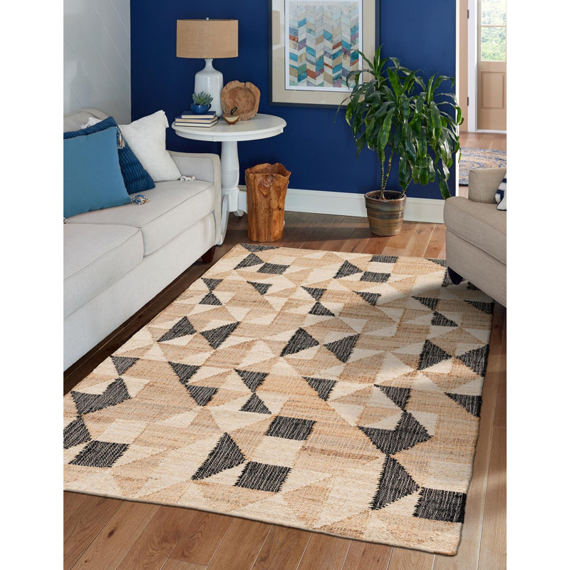  Tapis en jute tissé à la main Raga Kala, Rectangle 5 pi 1 po x 8 pi