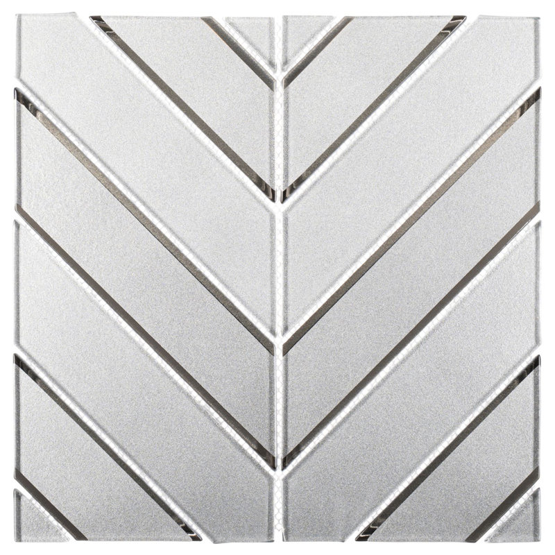 Hampton 12-in. x 12-in. Chevron Look Frosted Glass Wall Mosaic Tile, Suffolk