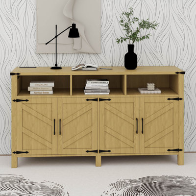 Ophelia & Co. Modern 4-Door Sideboard Buffet With Adjustable Shelves And Half-Open Storage Cabinet