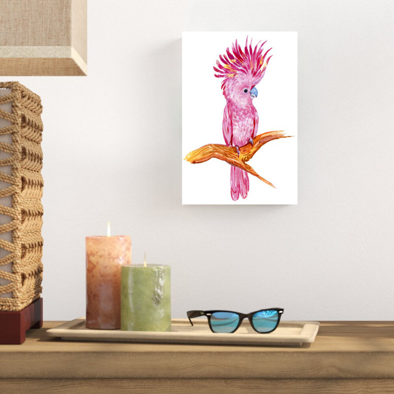 Cacatoès rose - reproduction d'art sur toile tendue, H 12 po x l 8 po